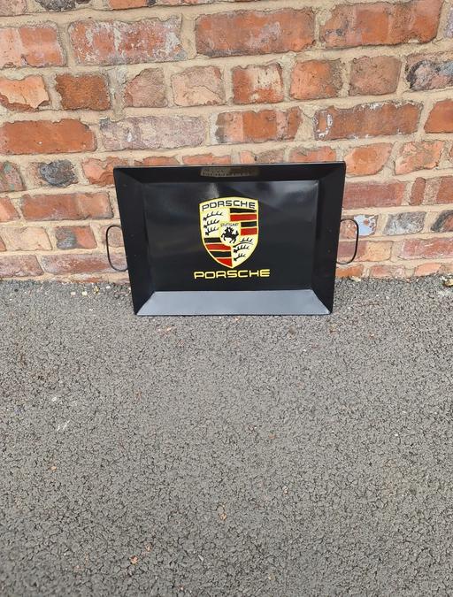 Buy & Sell Leicestershire Leicester - Photos for Porsche Bĺack Metal Serving Tray – Vintage St
