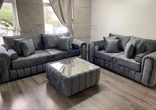 Buy & Sell Greater Manchester Manchester - Photos for 3+3 seater grey sofa with glass coffee table