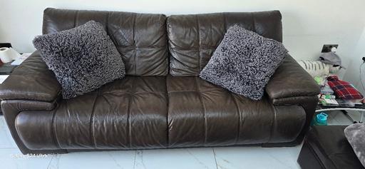 Buy & Sell West Midlands Birmingham - Photos for 3 seater leather sofa with ottoman footstool