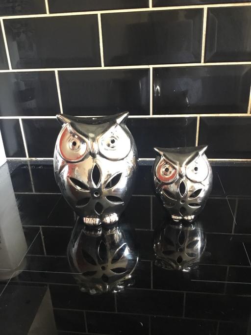 Buy & Sell West Midlands Walsall - Photos for 2 shiny silver owl Tee light holders
