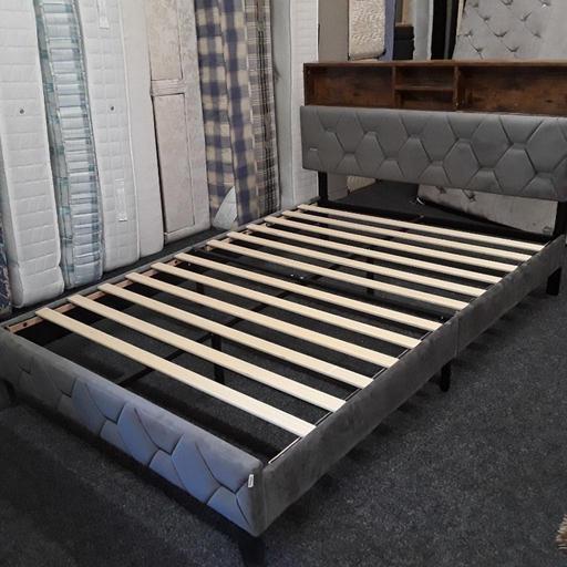 Buy & Sell Greater Manchester Tameside - Photos for Grey fabric & walnut storage double bed frame