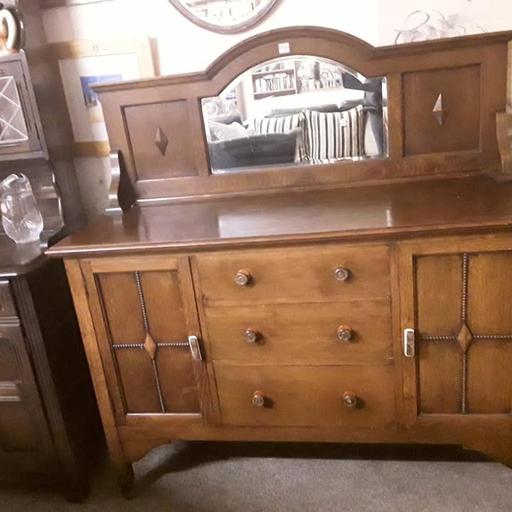Buy & Sell Greater Manchester Tameside - Photos for Lovely vintage solid oak sideboard & mirror