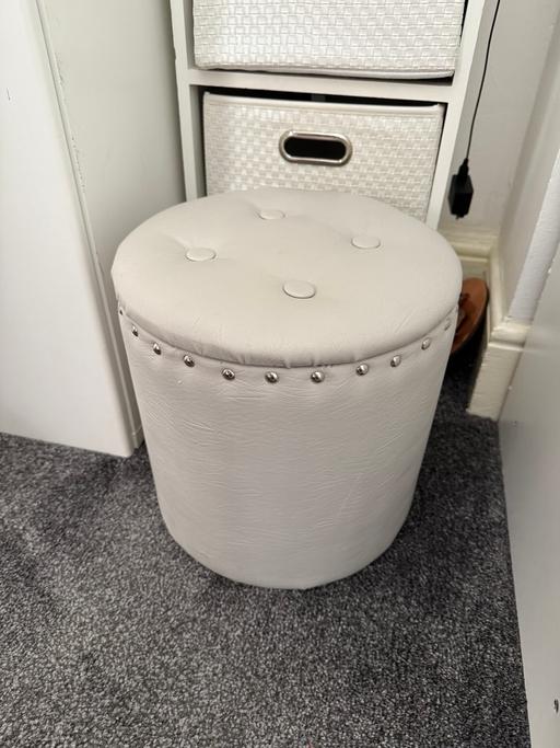 Buy & Sell West Midlands Dudley - Photos for Grey leather stool ottoman storage 33x33cm