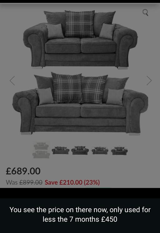 Buy & Sell East London Wapping - East London - Photos for Verona Grey cloth sofa 3 Seater & 2 Seater