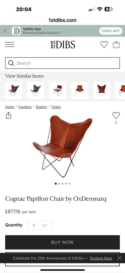 Buy & Sell West Midlands Dudley - Photos for Cognac Papillon Chair60x100cm like new