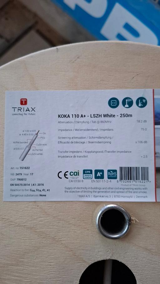 Buy & Sell Worcestershire Bromsgrove - Photos for triax cable 250m white