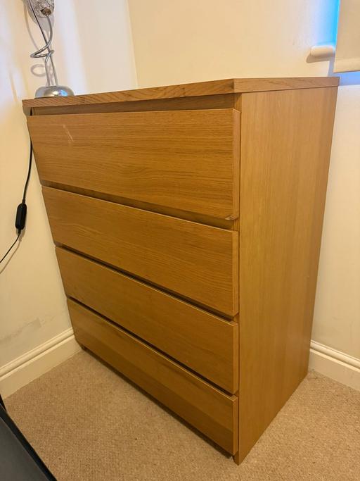 Buy & Sell West London Hillingdon - Photos for Chest of 4 drawers, white stained oak veneer,