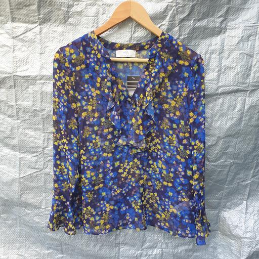 Buy & Sell Stourbridge Dudley - Photos for Wallis Blue & Yellow Frilled Shirt Blouse 10