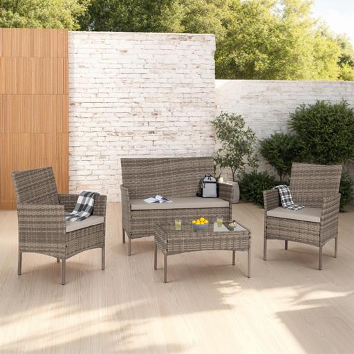 Buy & Sell West Midlands Coventry - Photos for Willow 4 Piece Garden Set Grey Rattan/Grey