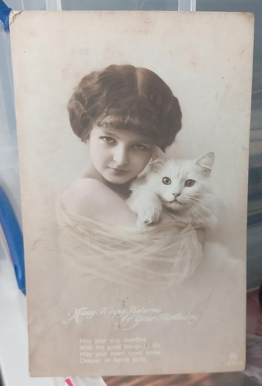 Buy & Sell Merseyside Saint Helens - Photos for Antique 1910s photo of girl & cat postcard