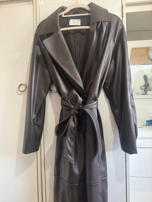 Buy & Sell East London - Photos for RESERVED Long Brown Leather Coat
