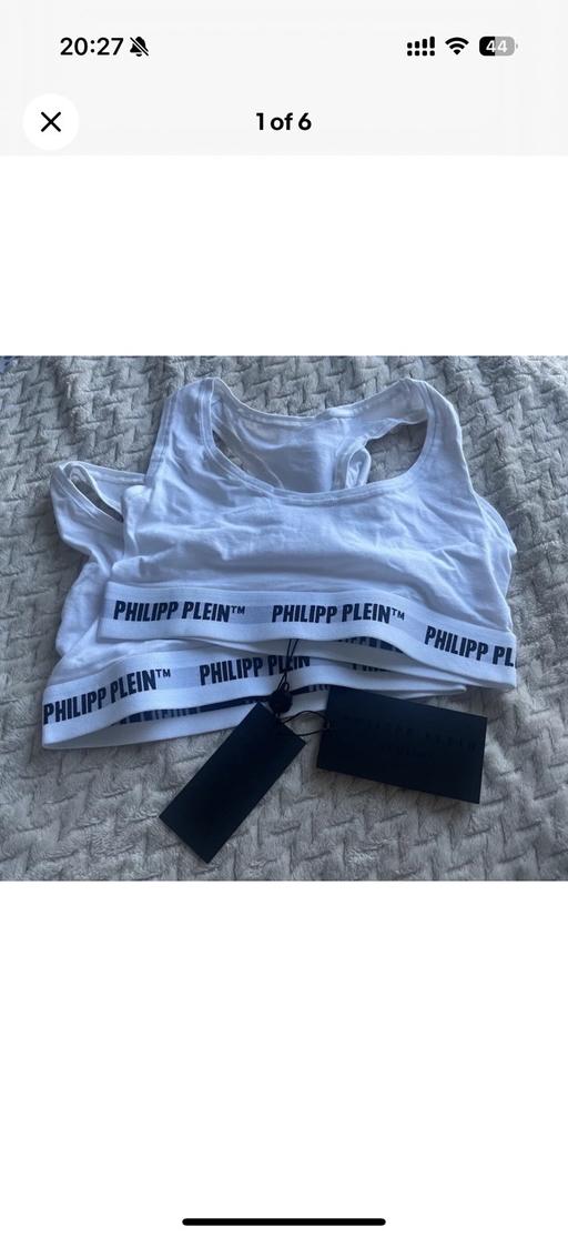 Buy & Sell Westgate Kirklees - Photos for Philipp Plein Pack of 2 White Tops Logo Bra M