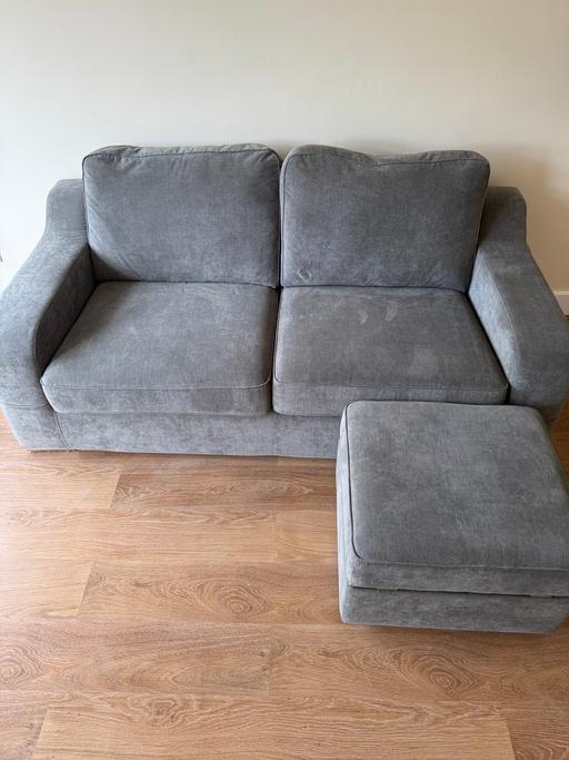 Buy & Sell East London Highams Park - East London - Photos for 2 seater grey sofa with footstall
