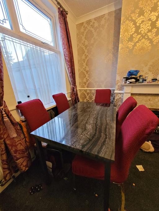 Buy & Sell West Midlands Sandwell - Photos for Black (marble effect) Dining Table + 6 chairs