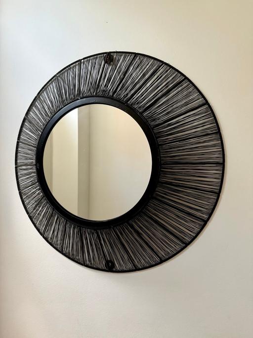 Buy & Sell North London Stoke Newington - North London - Photos for Black Round Jute Mirror 90cm