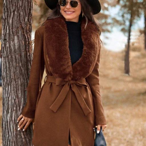 Buy & Sell North West London The Hale - North West London - Photos for Brown fur collared belted overcoat
