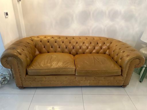 Buy & Sell East London Custom House - East London - Photos for 3-Seater Chesterfield in Tan Leather