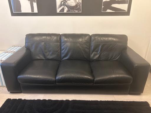 Buy & Sell West Midlands Wolverhampton - Photos for Black Leather Three Seater Sofa