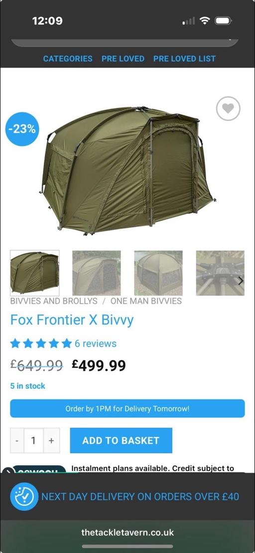 Buy & Sell South East London Elmers End - South East London - Photos for Fox frontier x bivvy with vapour and peak