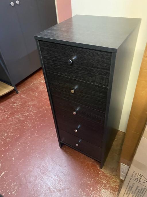 Buy & Sell West Midlands Coventry - Photos for Malibu 5 Drawer Narrow Chest - Black