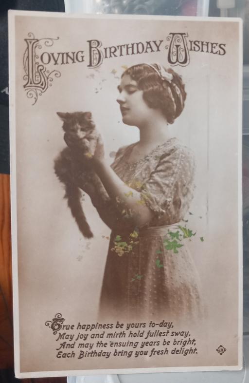 Buy & Sell Thatto Heath Saint Helens - Photos for Antique 1914 photo of lady & cat postcard