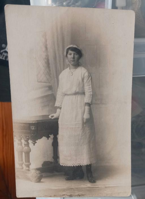 Buy & Sell Thatto Heath Saint Helens - Photos for Antique 1916 photo of lady by table postcard