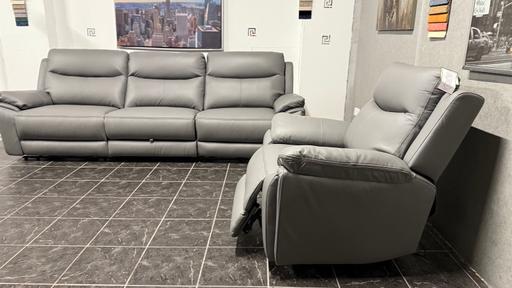Buy & Sell Greater Manchester Bolton - Photos for Real leather 3 seater + 1 electric recliners