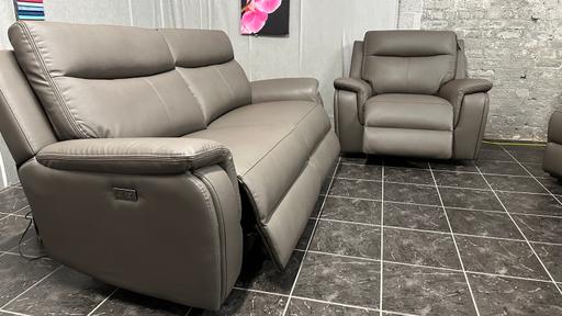 Buy & Sell Greater Manchester Bolton - Photos for Grey leather recliner sofa + armchair