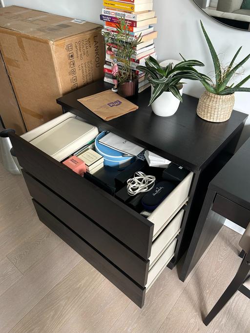 Buy & Sell East London Canary Wharf - East London - Photos for IKEA MALM Chest of 3 Drawers – Black-Brown