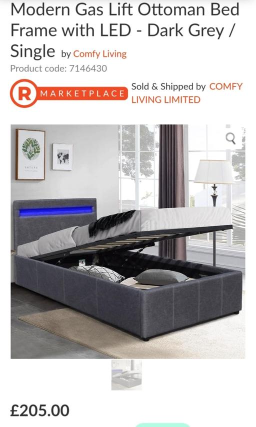 Buy & Sell West Midlands Dudley - Photos for Modern Gas Lift Ottoman Bed Frame with LED -