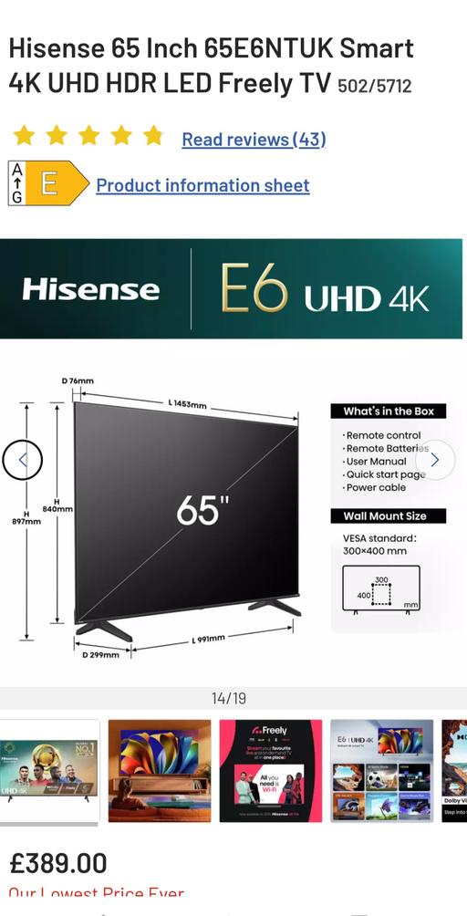 Buy & Sell West Midlands Sandwell - Photos for Hisense 65 inch smart TV ( screen faulty)