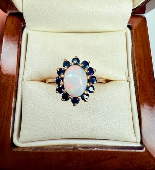 Buy & Sell Harrow on the Hill North West London - Photos for Striking 9ct Gold Fiery Opal & Sapphire Ring