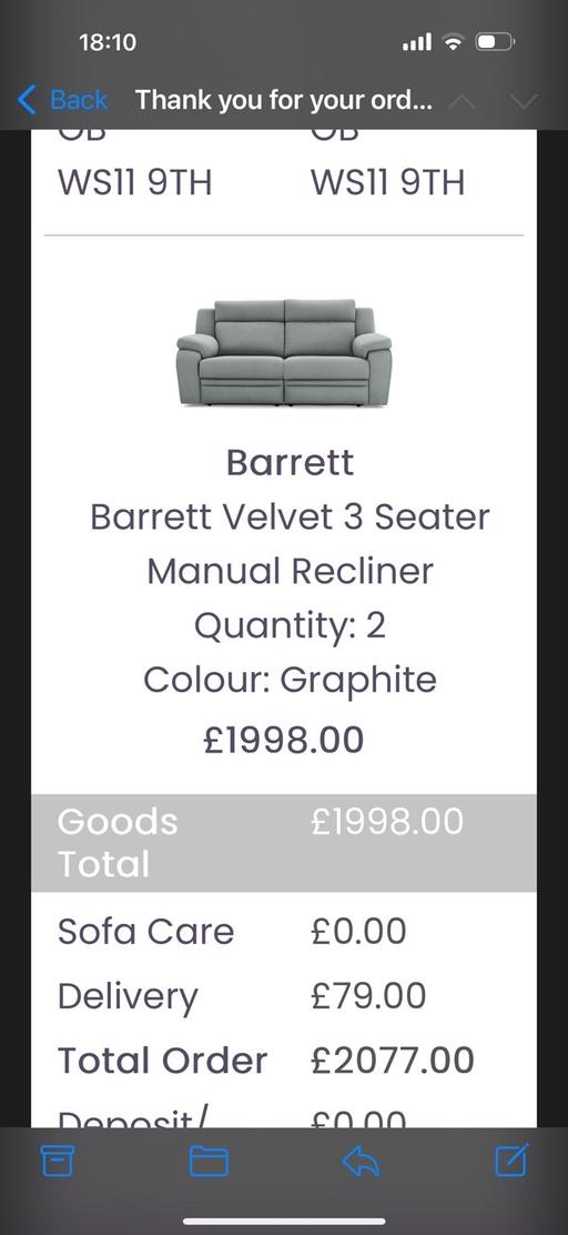 Buy & Sell Norton Canes Cannock Chase - Photos for DFS grey reclining manual sofa