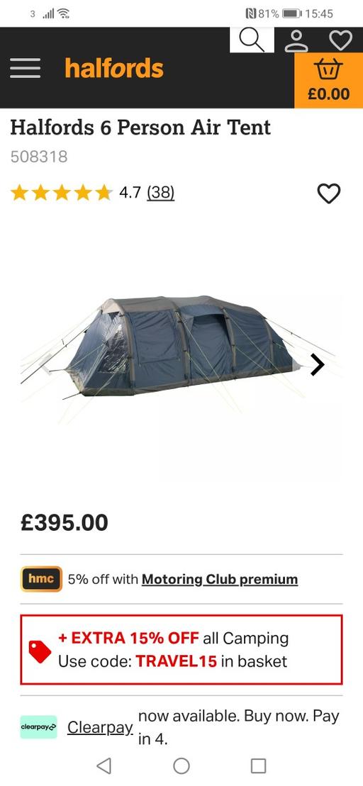 Buy & Sell West Midlands Wolverhampton - Photos for New Halfords 6 person Air tent RRP 400