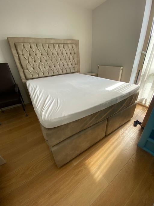Buy & Sell South West London Sands End - South West London - Photos for Queensize beige bed incl mattress + headboard