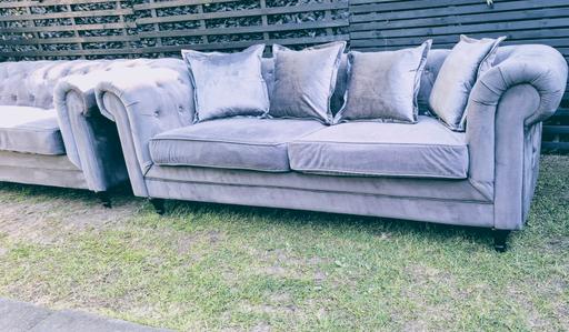 Buy & Sell West Midlands Wolverhampton - Photos for Grey Chesterfield Sofas.. Delivery🚚Available