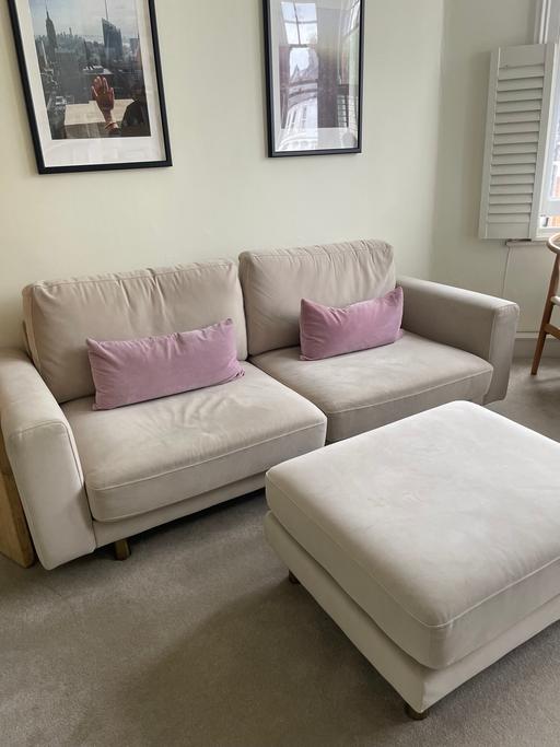 Buy & Sell South West London Clapham - South West London - Photos for Cosy cream sofa - 3 seater with footstool