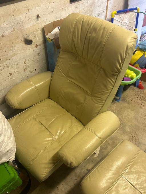 Buy & Sell Streetly Walsall - Photos for Cream leather swivel chair with footstool