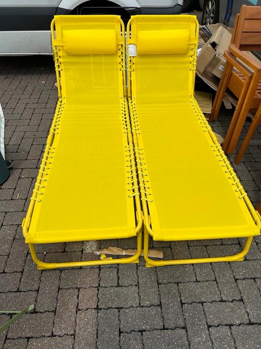 Buy & Sell Ashford Spelthorne - Photos for Set of 2 folding metal Sun loungers