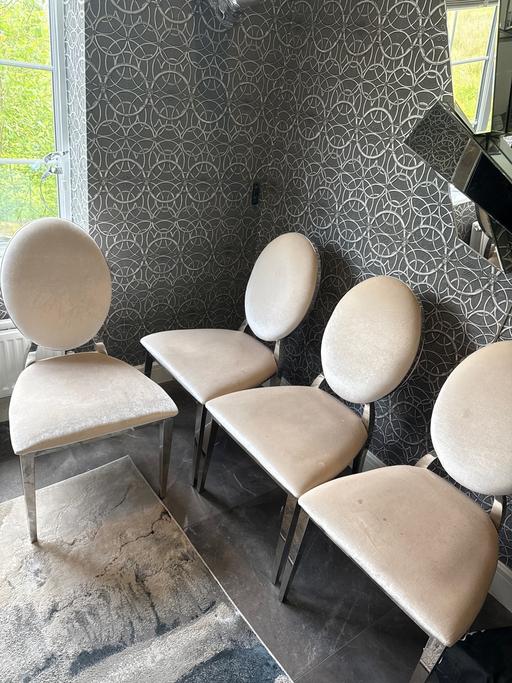 Buy & Sell Leigh Sports Village Wigan - Photos for Chrome velvet cream dining chairs