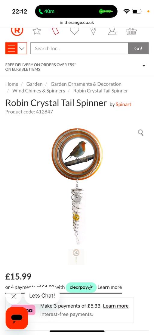 Buy & Sell Notting Hill West London - Photos for Robin Crystal Tail Spinner RRP £15.99
