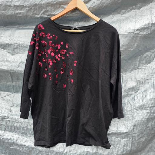 Buy & Sell Amblecote Dudley - Photos for EVANS Black Sequin Leopard Print Top UK 14
