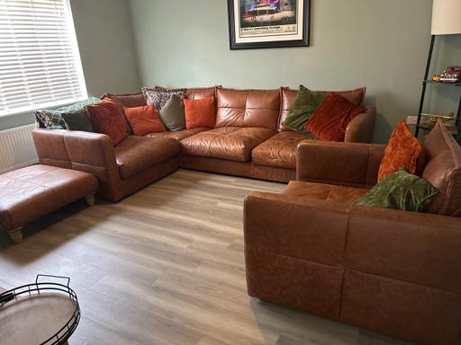 Buy & Sell Leyland South Ribble - Photos for Large corner sofa, chair and footstool brown