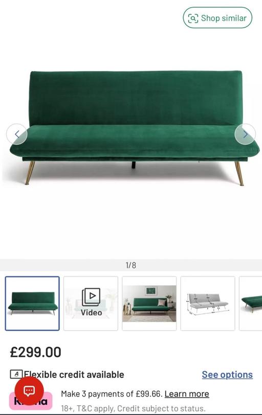 Buy & Sell Bishopton Stratford-on-Avon - Photos for Velvet Green Sofa Bed