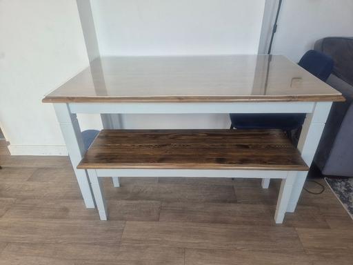 Buy & Sell Devons Road East London - Photos for Dark pine wood dinning table set with chairs
