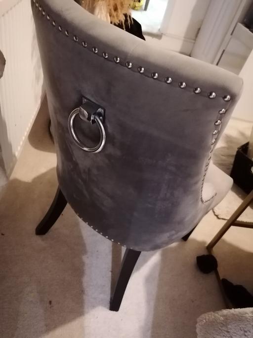 Buy & Sell Oldbury Sandwell - Photos for Grey velvet knocker dining chairs x 2 very