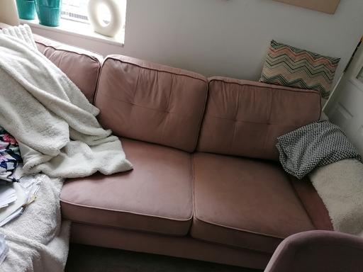 Buy & Sell Oldbury Sandwell - Photos for pink l shape velvet Sofa and footstool no off