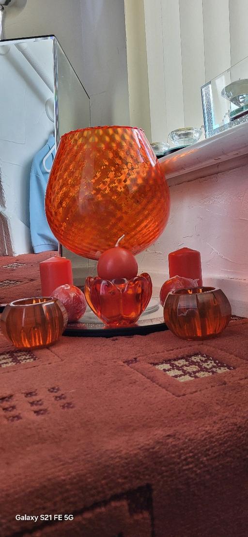 Buy & Sell Bloxwich Walsall - Photos for ORANGE GLASSWARE CANDLE HOLDERS & CANDLES