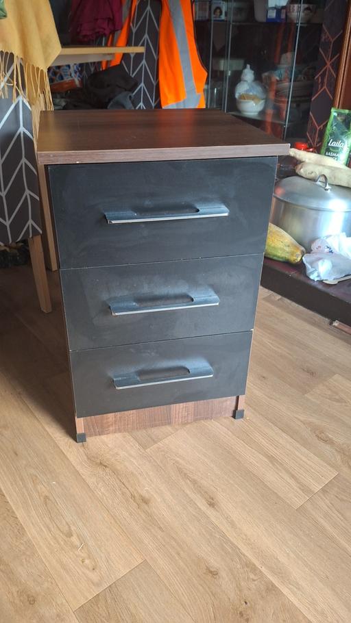 Buy & Sell West Midlands Birmingham - Photos for 3 drawer cabinet - Dark brown sleek wood