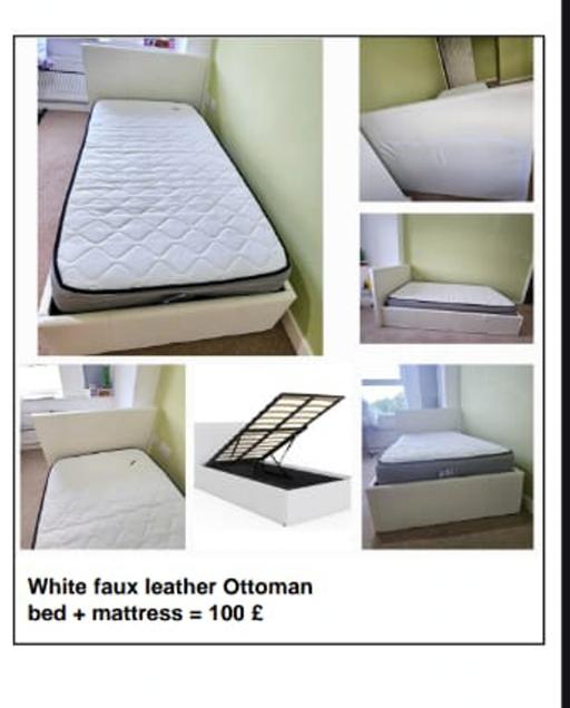 Buy & Sell Harpurhey Manchester - Photos for white faux leather ottoman bed with mattress